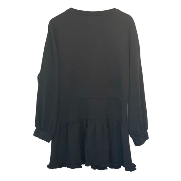 NWT Sundays Gemma Black Ruffle Mini Dress with Pearl Accents, Elastic Waist, XL - Picture 4 of 16